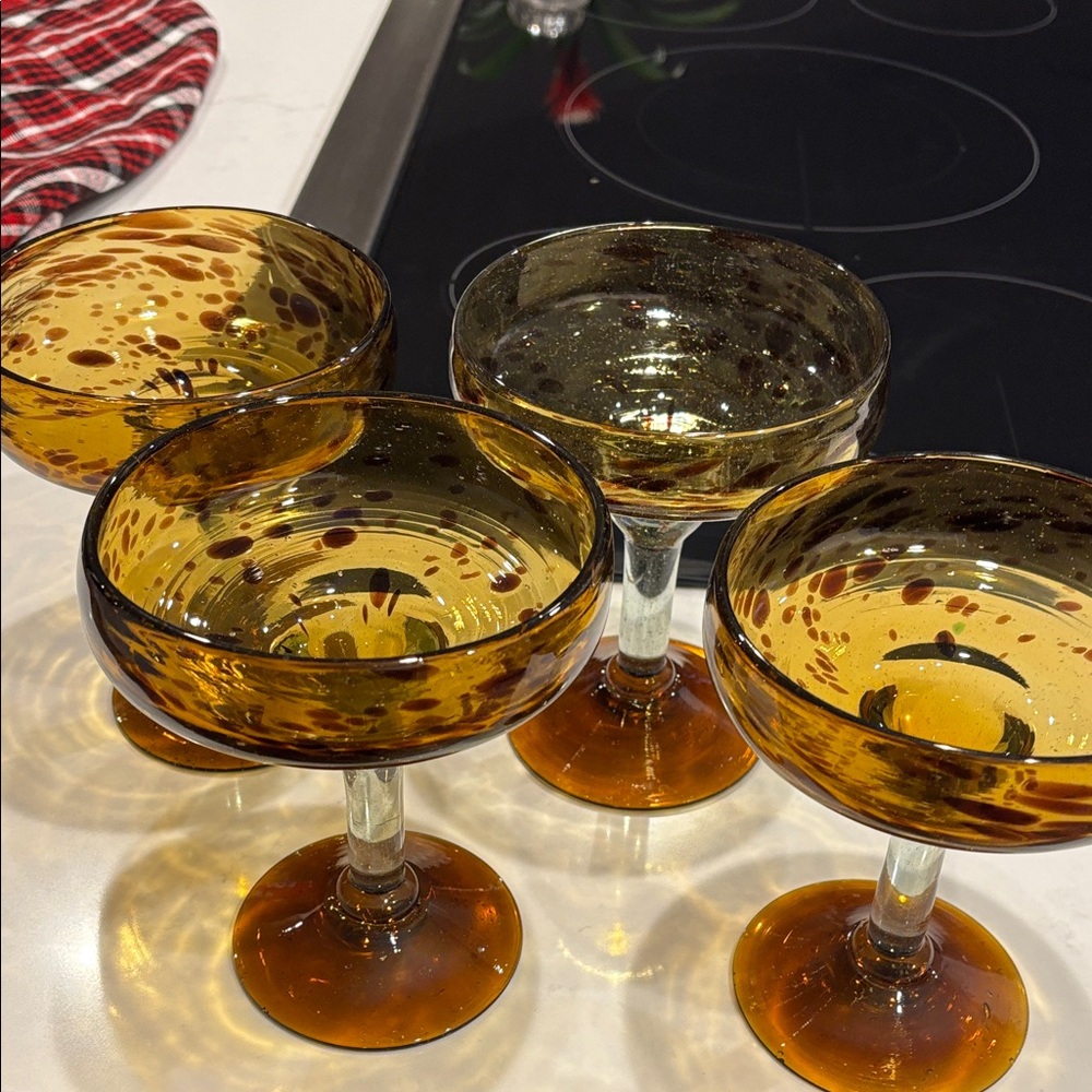 Amber Glass Coupe Set